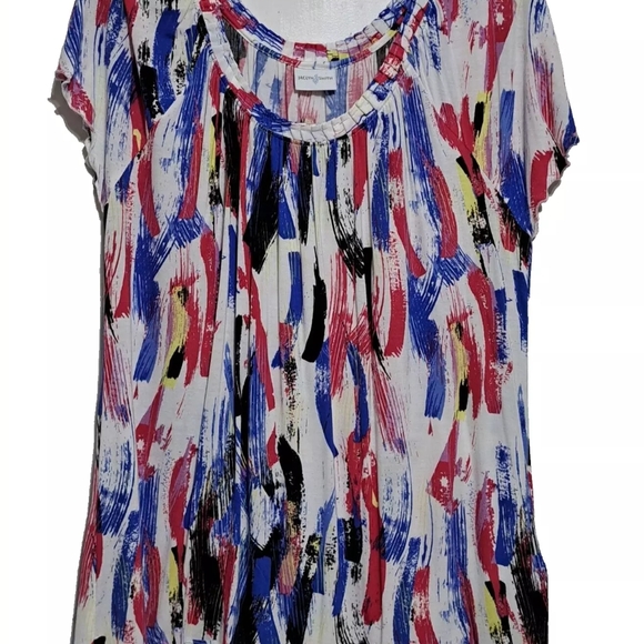 jacklin smith Tops - jacklin smith top wearable art short sleeve multicolor abstract print large